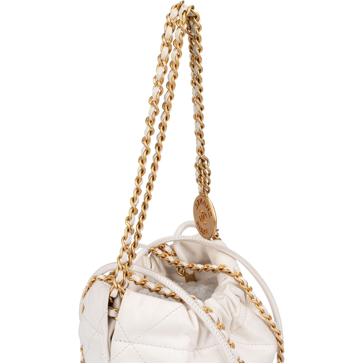 Chanel 22 gewatteerde kalfsleren Drawstring Crossbody crossbody tas