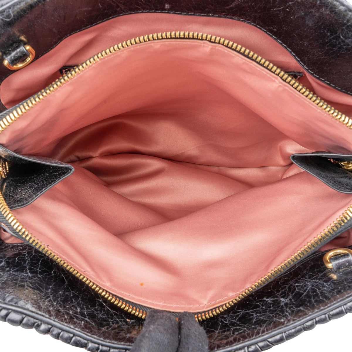 Borsa a mano Miu Miu in pelle nappa matelassé nera