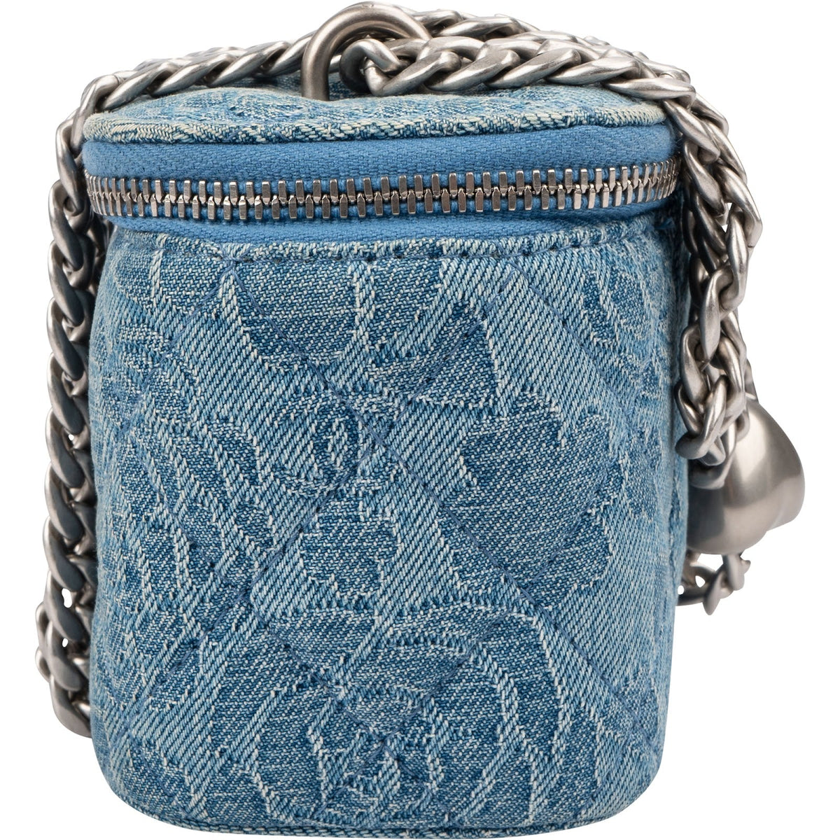 Sac bandoulière Chanel Camellia Monogram Adjustable Mini Vanity Case en denim matelassé