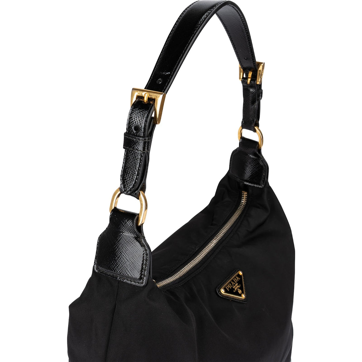 Prada Tessuto Saffiano Lux Triangle Hobo Schultertasche, Bild 2 von 10
