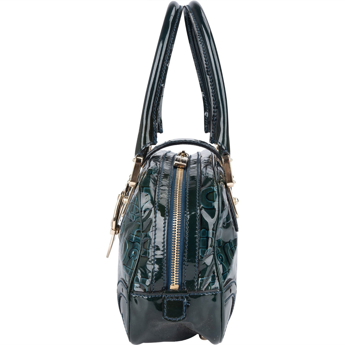 Gucci Monogram Lackleder Horsebit Boston Handtasche, Bild 6 von 11