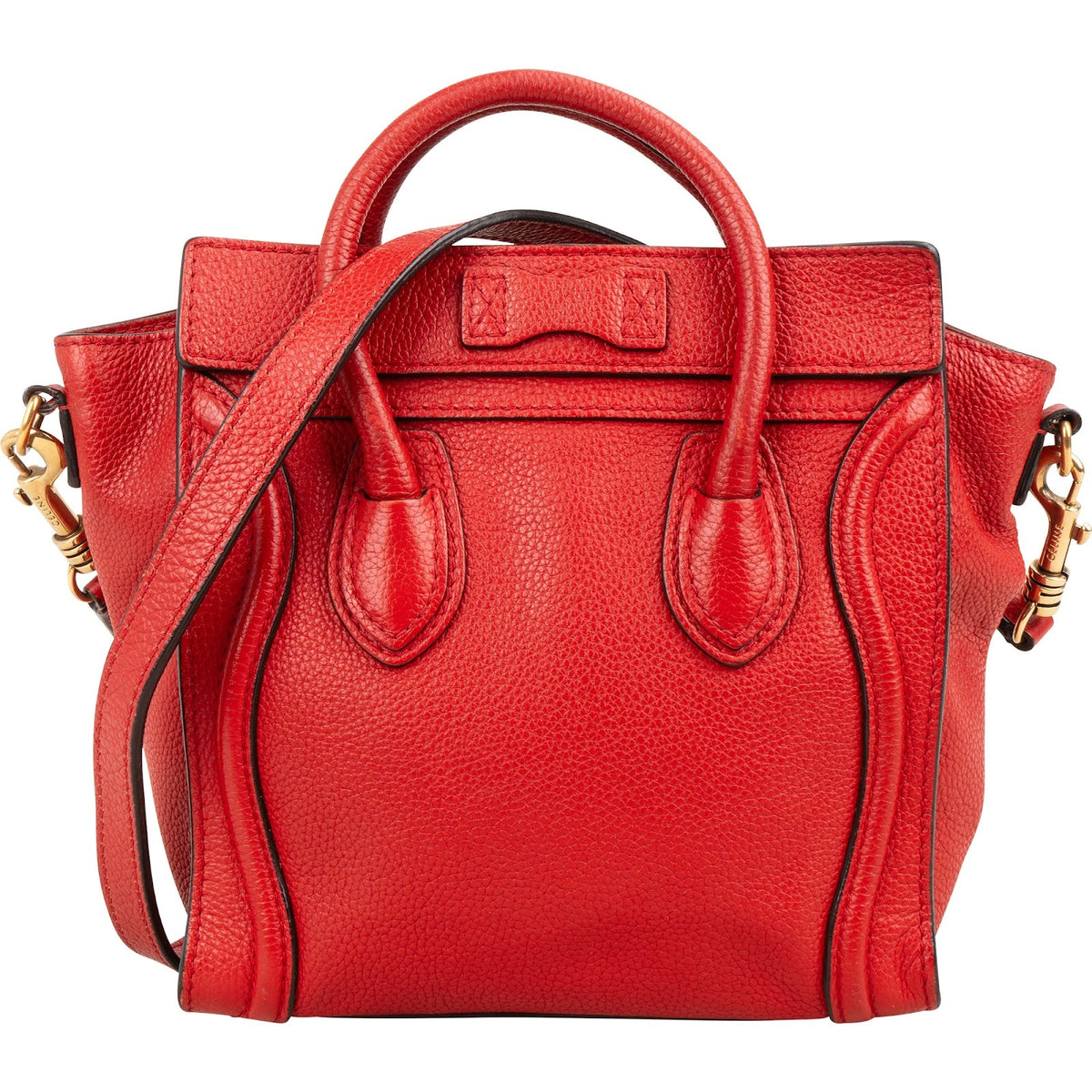 Céline Rot genarbtes Kalbsleder Nano Luggage Handtasche, Bild 4 von 11