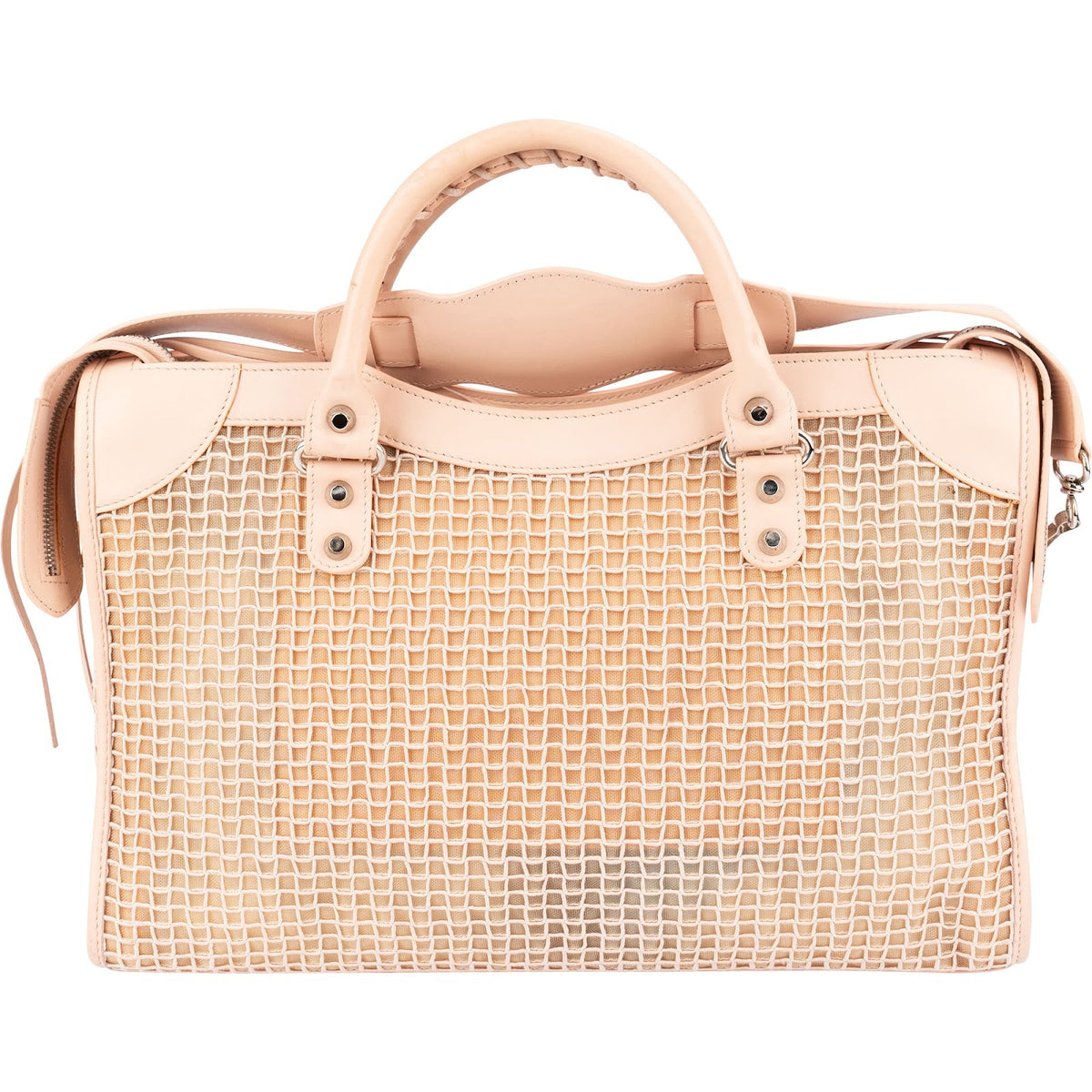 Balenciaga Stitched Checked Mesh Rosa City Handtasche, Bild 5 von 12