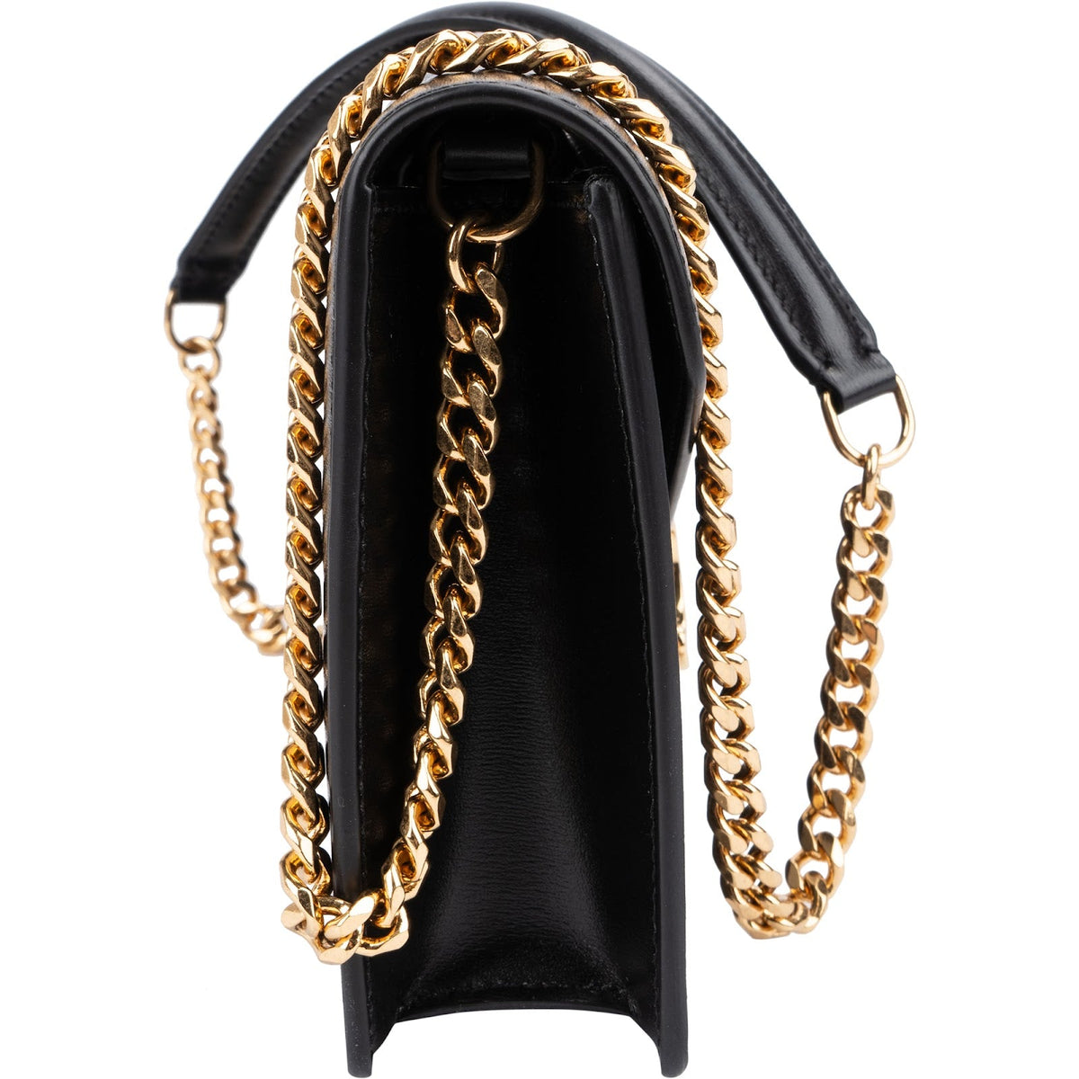 Borsa a tracolla Celine Triomphe Wallet On Chain in pelle di vitello lucida