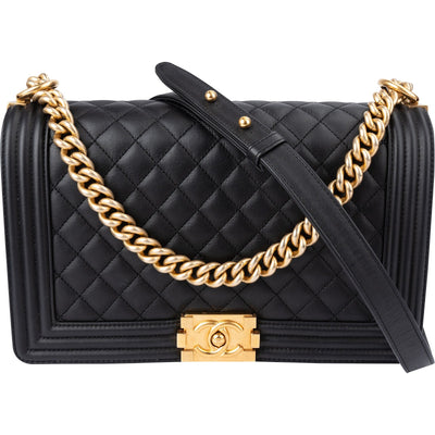 Chanel Quilted Lambskin New Medium Boy Single Flap Crossbody Bag