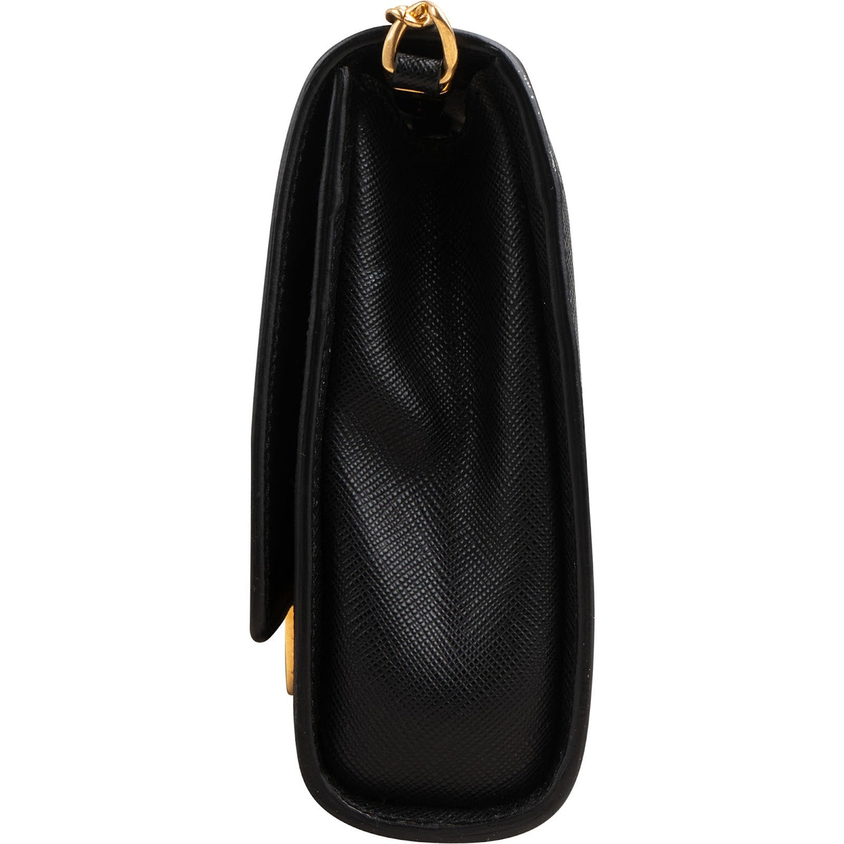 Borsa a tracolla piccola Prada in pelle Saffiano con chiusura a scatto rotonda