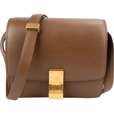 Celine Brown Calfskin Small Classic Box Crossbody Bag