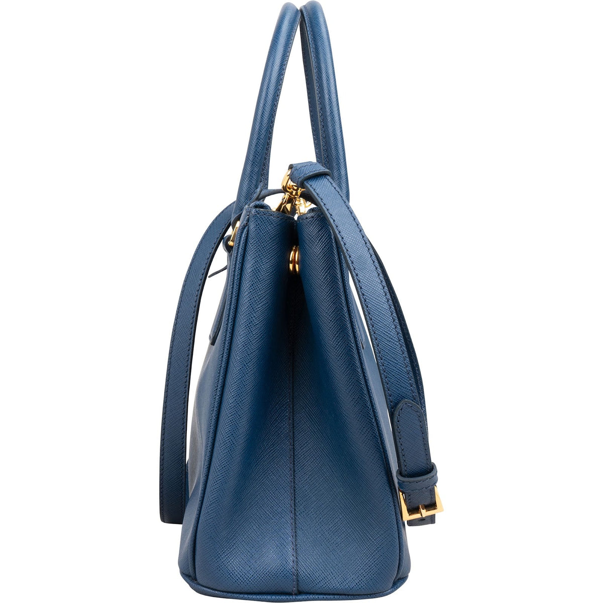 Borsa a mano Prada Small Galleria in pelle Saffiano blu