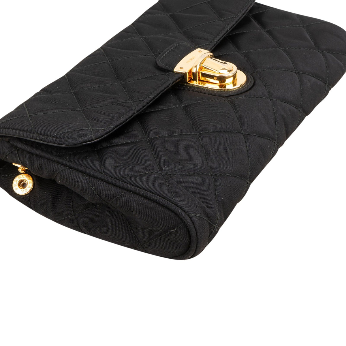 Prada doorgestikte Tessuto nylon crossbodytas met ketting en enkele flap