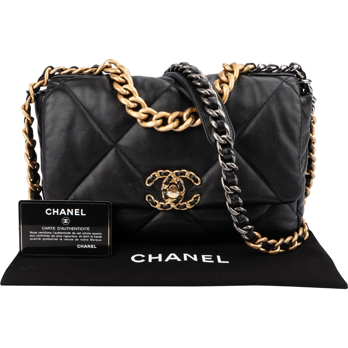 Borsa a tracolla Chanel 19 Medium Single Flap in pelle di agnello trapuntata