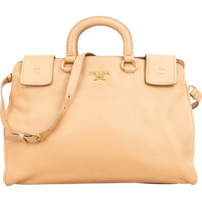 Sac à main Prada Hobo à anse supérieure en cuir de cerf beige Cervo Vitello Daino