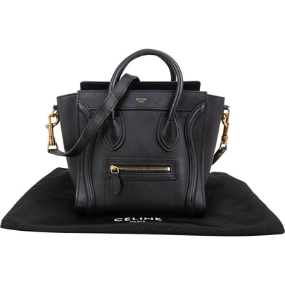 Céline Luggage Handbag in Black Calfskin Leather
