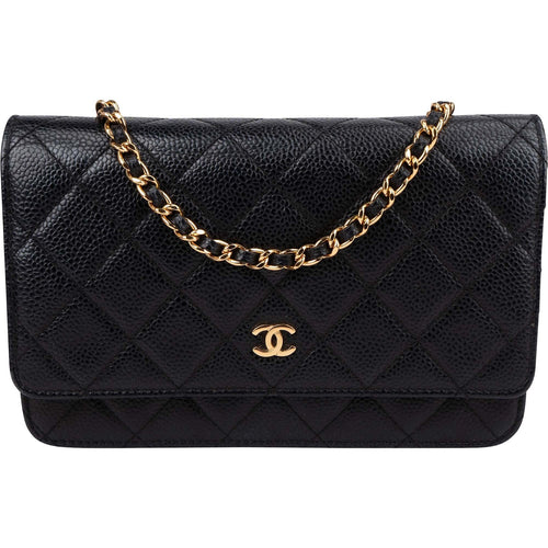 Chanel Quilted Caviar Leather CC Wallet On Chain Crossbody Bag