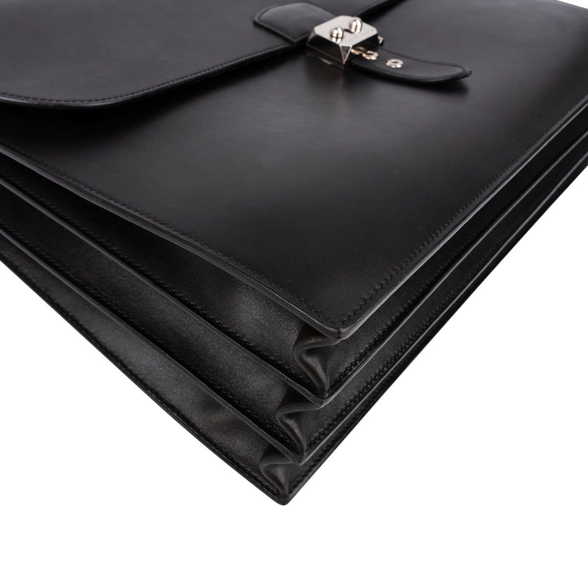 Sac à Dépêches Business Hermès en cuir Box noir