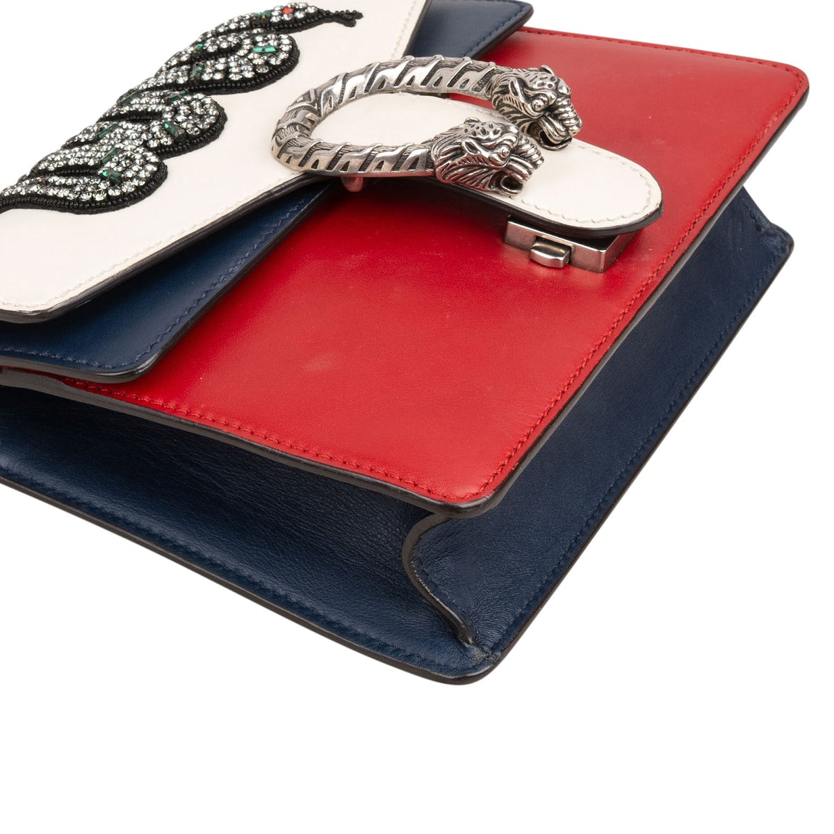 Gucci Tricolor Leather Dionysus Crystal Snake Small Crossbody Bag