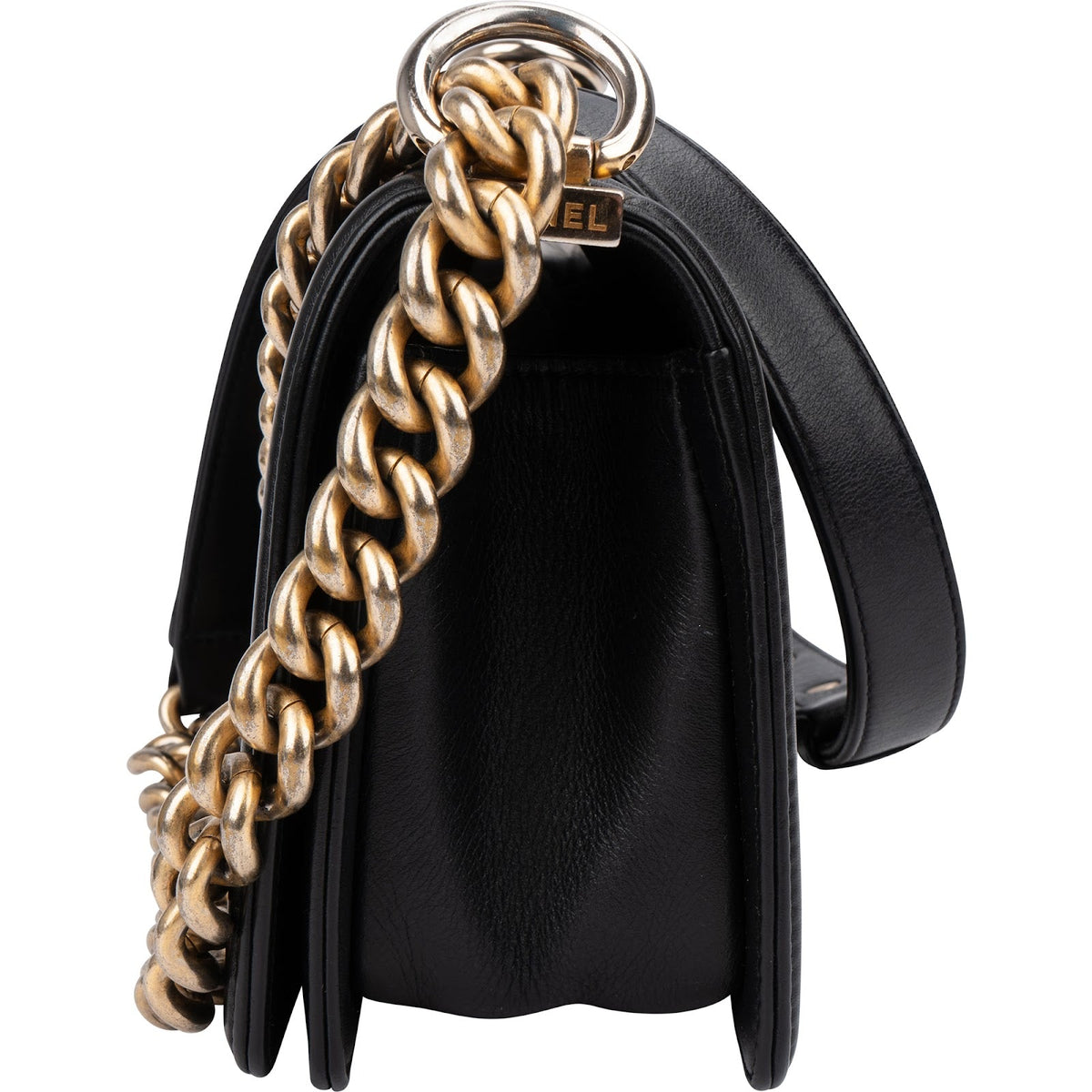 Bolso bandolera Chanel Boy Single Flap pequeño en piel de becerro acolchada