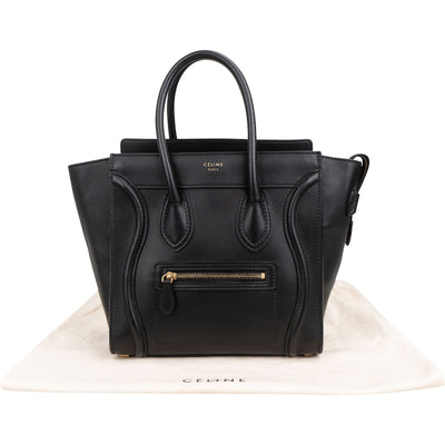 Céline Black Leather Luggage Handbag