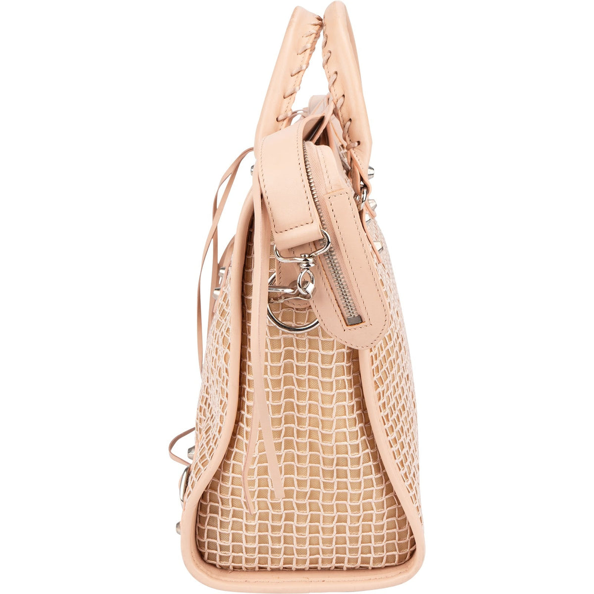 Balenciaga Stitched Checked Mesh Rosa City Handtasche, Bild 6 von 12