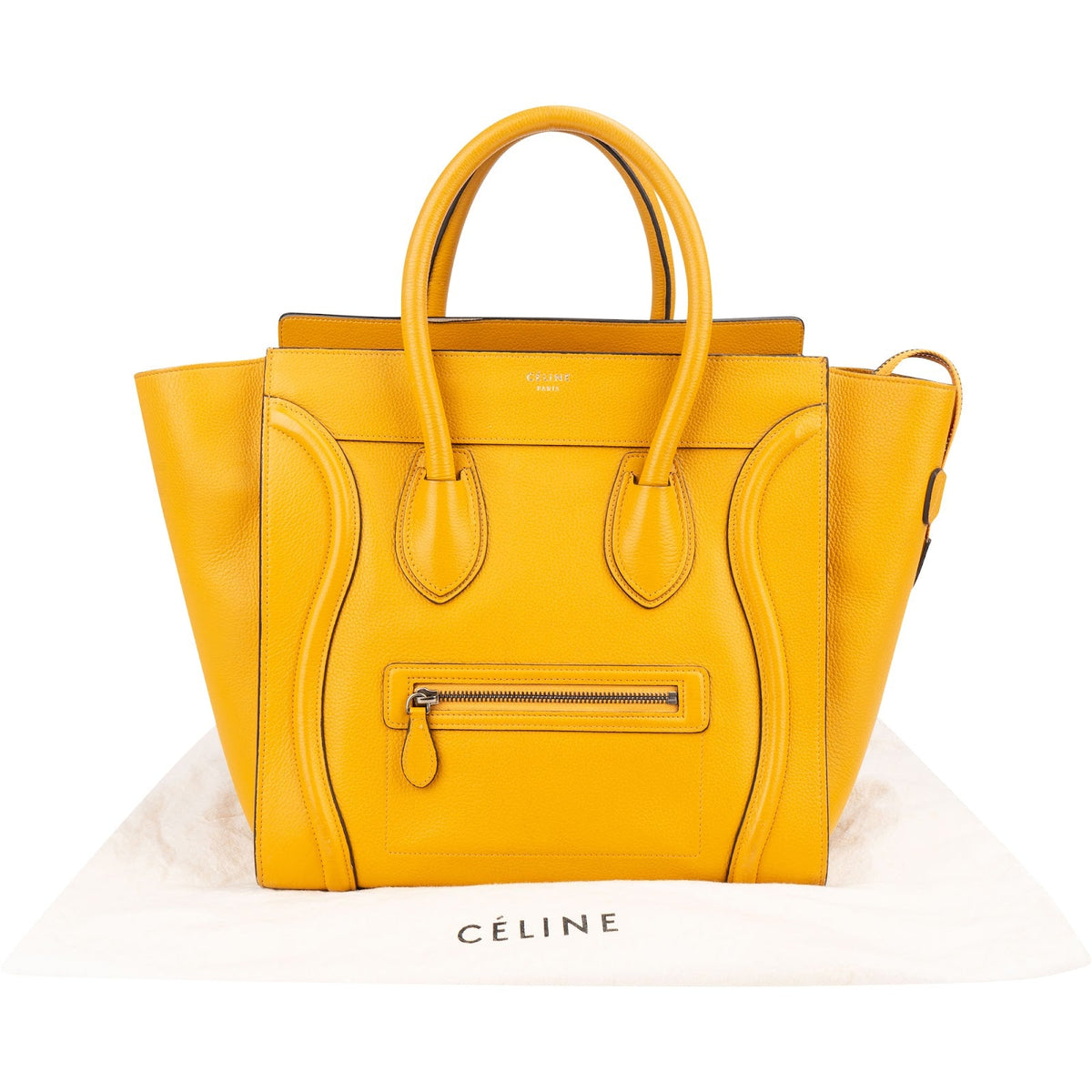 Celine Luggage Tote aus gelbem Drummed-Kalbsleder – Ansicht 2