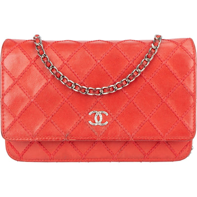 Chanel Steppleder-Geldbörse an Kette Umhängetasche