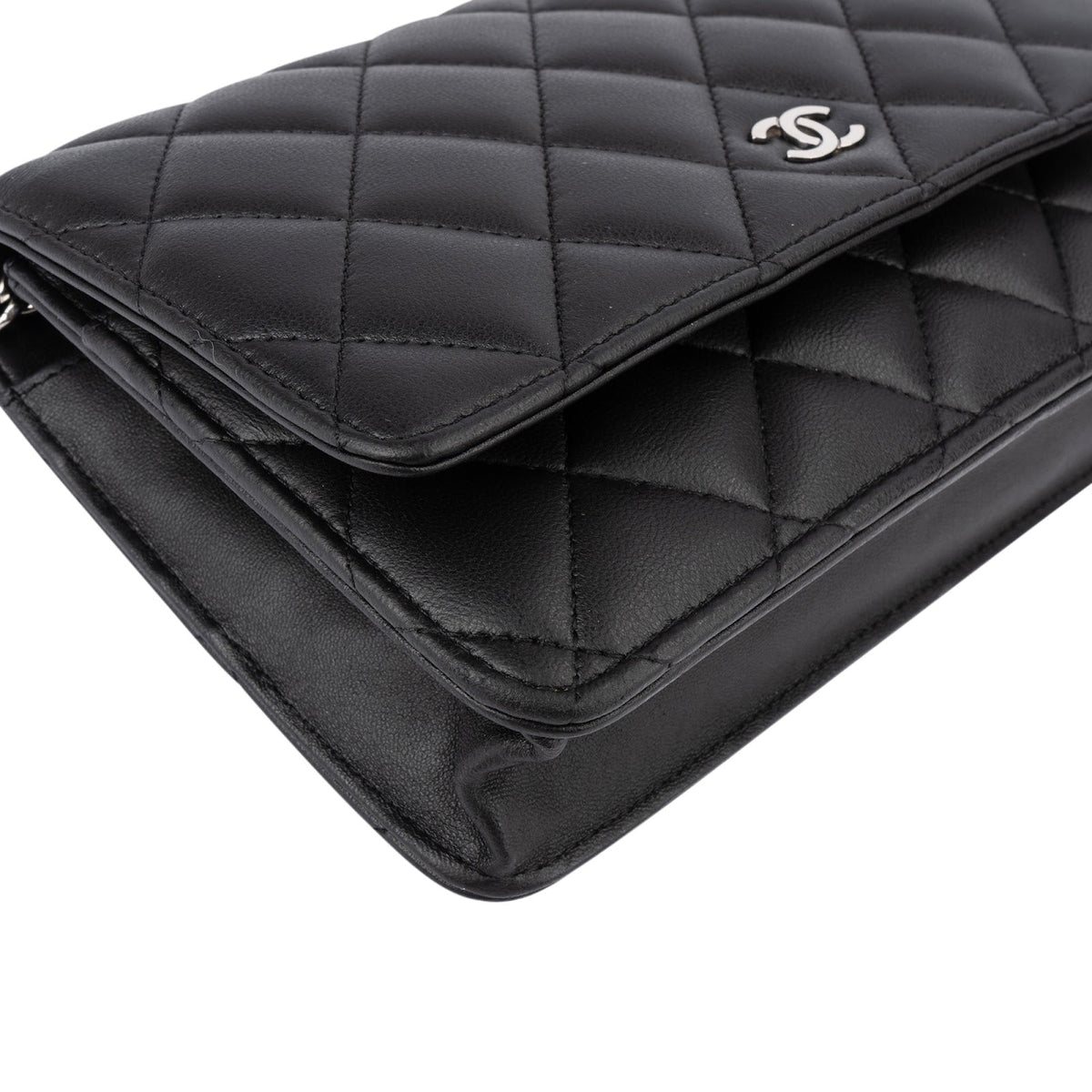 Chanel Quilted Lambskin Palladium Wallet On Chain Crossbody Bag