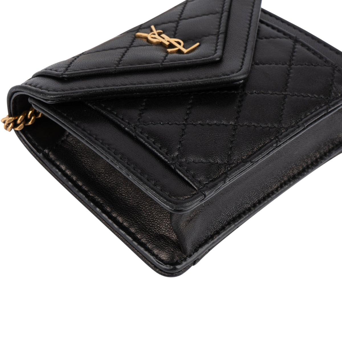 Saint Laurent Cassandre Envelope Micro aus gestepptem Lammleder – Ansicht 7