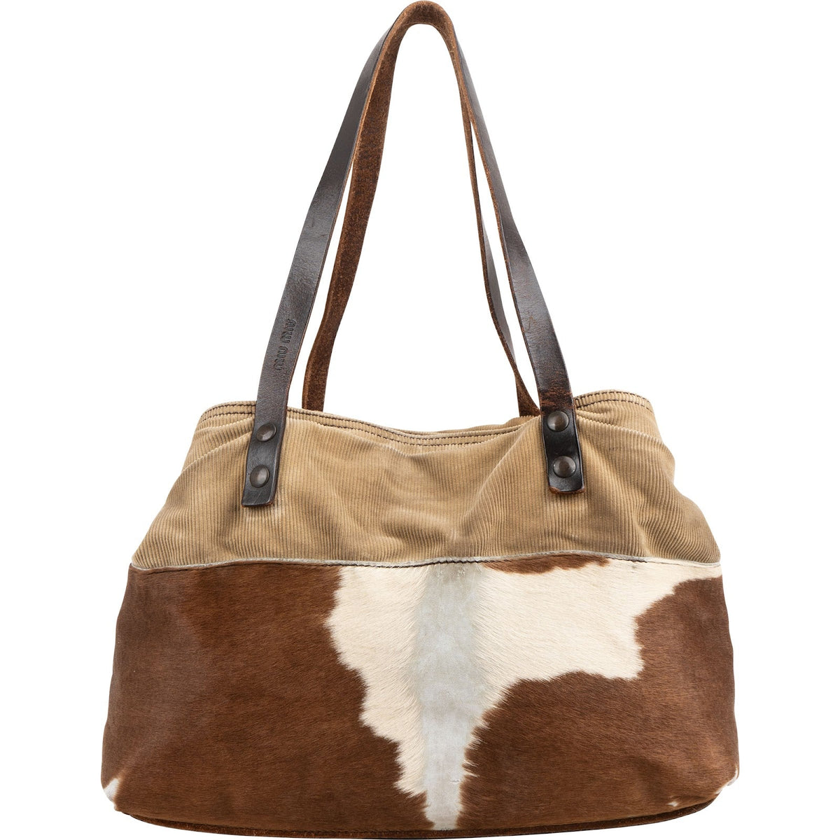 Miu Miu Pony Hair Corduroy Tote aus Fell und Cord – Vorderansicht