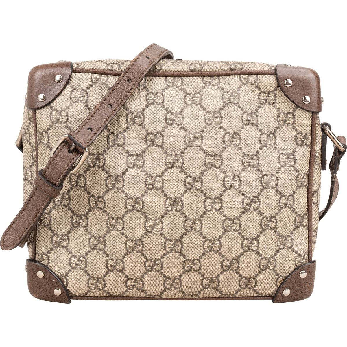 Sac bandoulière Gucci Trunk clouté en toile GG Supreme