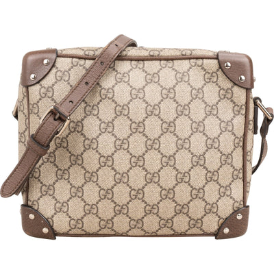 Gucci Monogram GG Supreme Canvas met studs Trunk crossbody tas