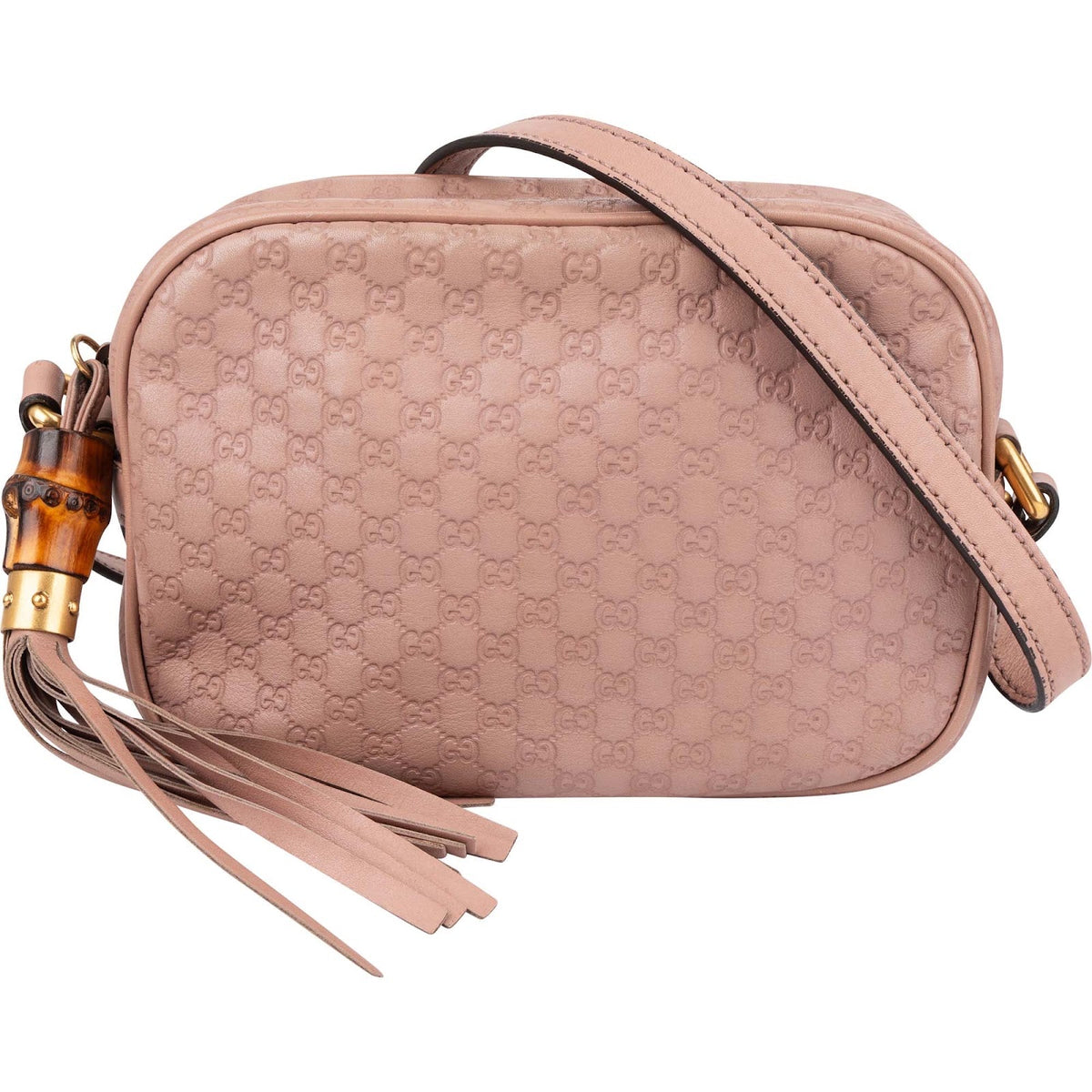 Borsa a tracolla Disco Camera Gucci in pelle Microguccissima con nappina in bambù