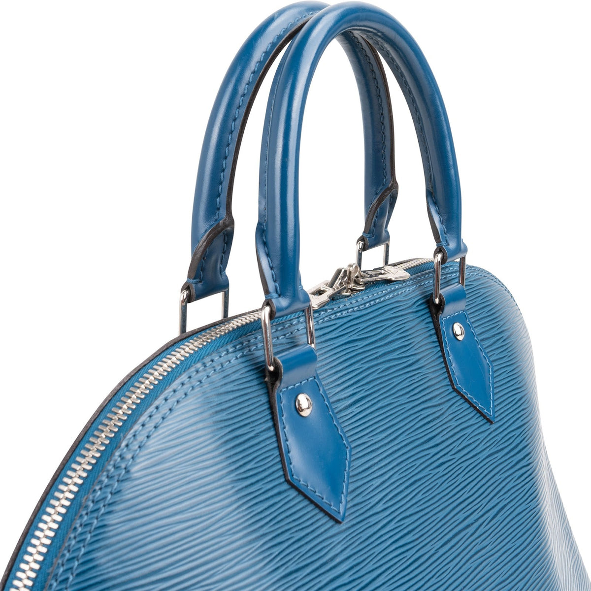 Borsa a mano Louis Vuitton Alma GM in pelle Epi blu