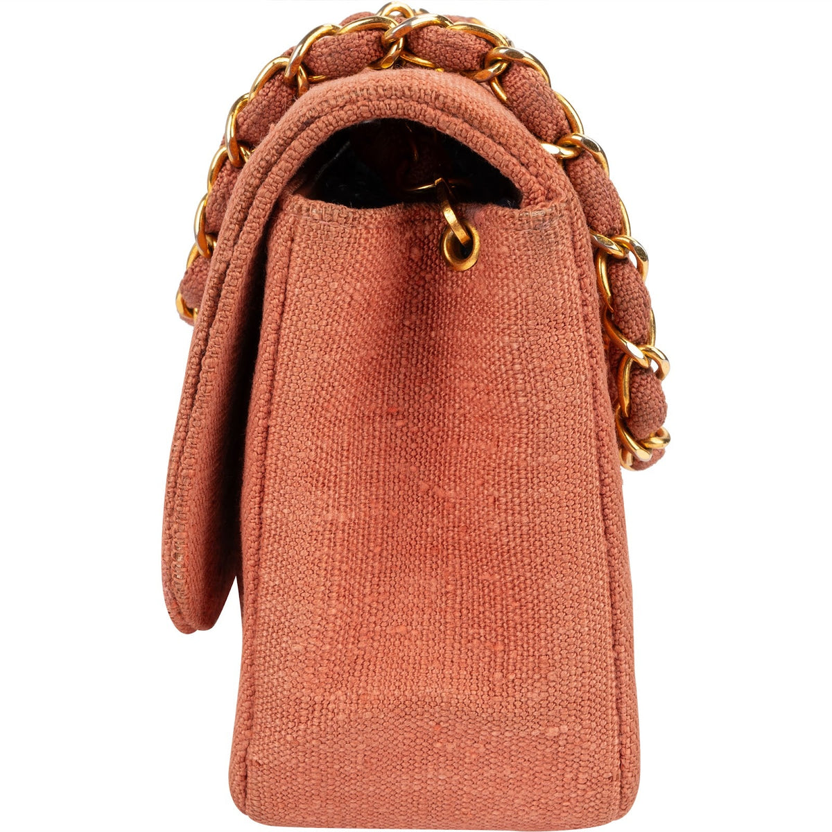 Borsa a tracolla Chanel Diana piccola in cotone trapuntato con patta singola e dettagli in oro 24K