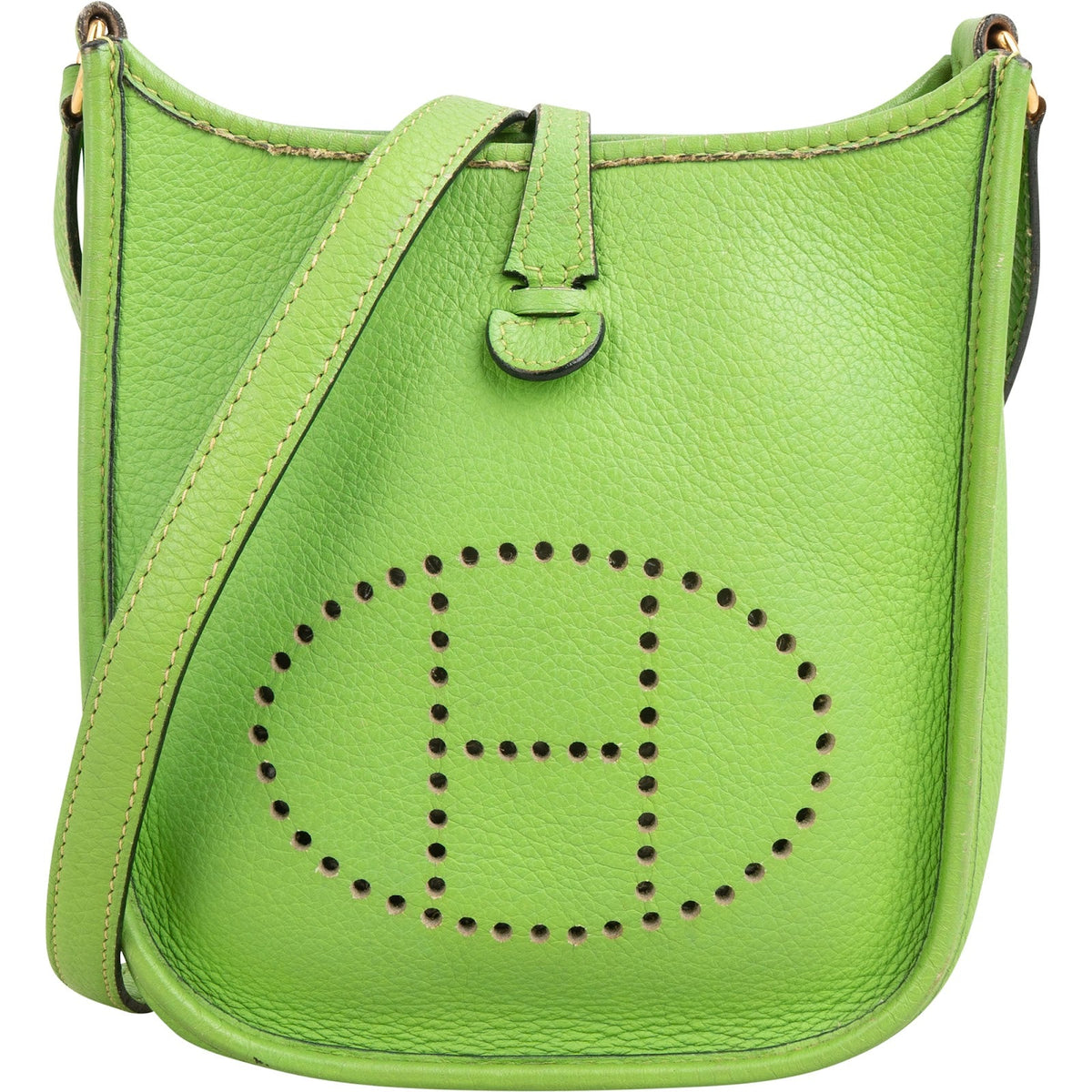 Bolso bandolera Hermès Evelyne PM de piel Clemence color verde