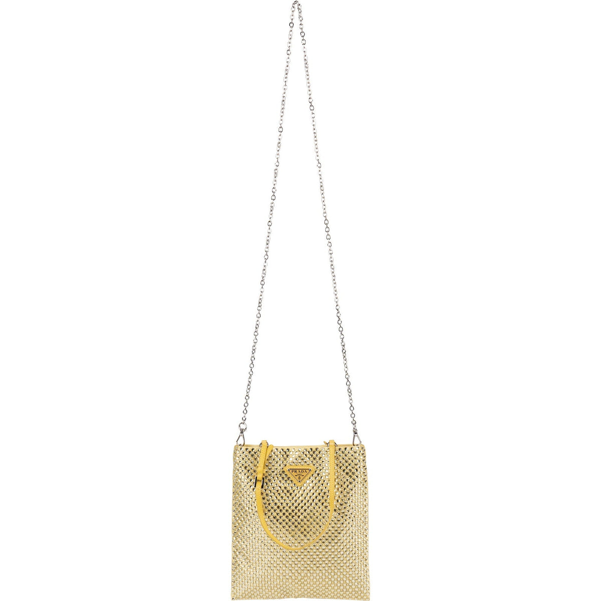 Bolso de mano pequeño Prada de satén con adornos de cristal