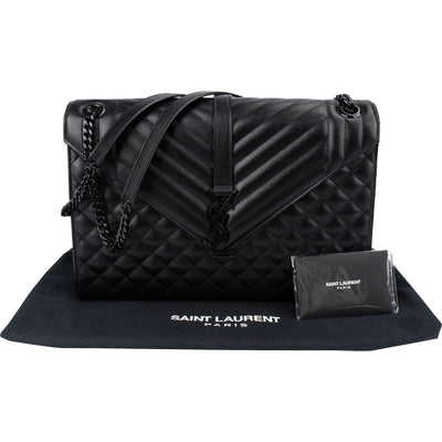 Saint Laurent Grain De Poudre Leather Large Envelope Crossbody Bag