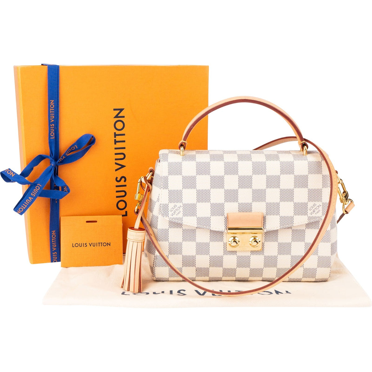 Sac à main Louis Vuitton modèle Crossette en toile Damier Azur
