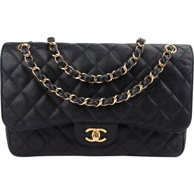Chanel Caviar Palladium Jumbo Double Flap Umhängetasche