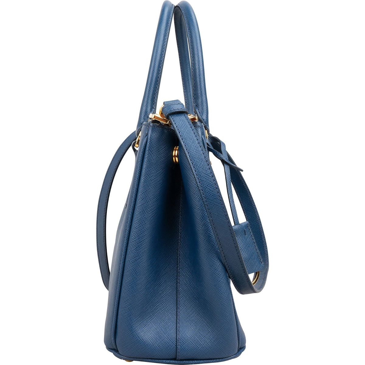 Borsa a mano Prada Small Galleria in pelle Saffiano blu