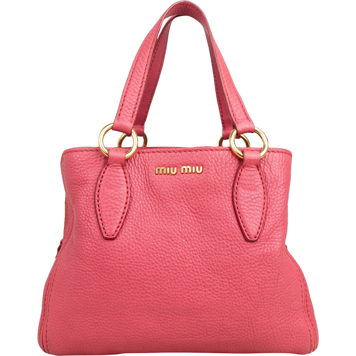 Miu Miu Tote aus rosa genarbtem Vitello-Leder – Vorderansicht