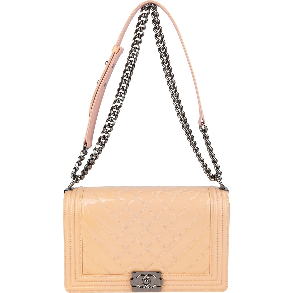 Chanel Boy Single Flap aus gestepptem Lackleder – Ansicht 10