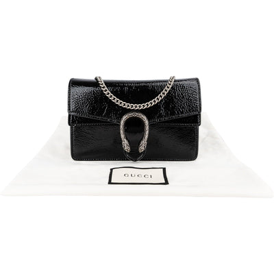 Gucci Dionysus Super Mini Crossbody Bag in Wrinkled Patent Leather
