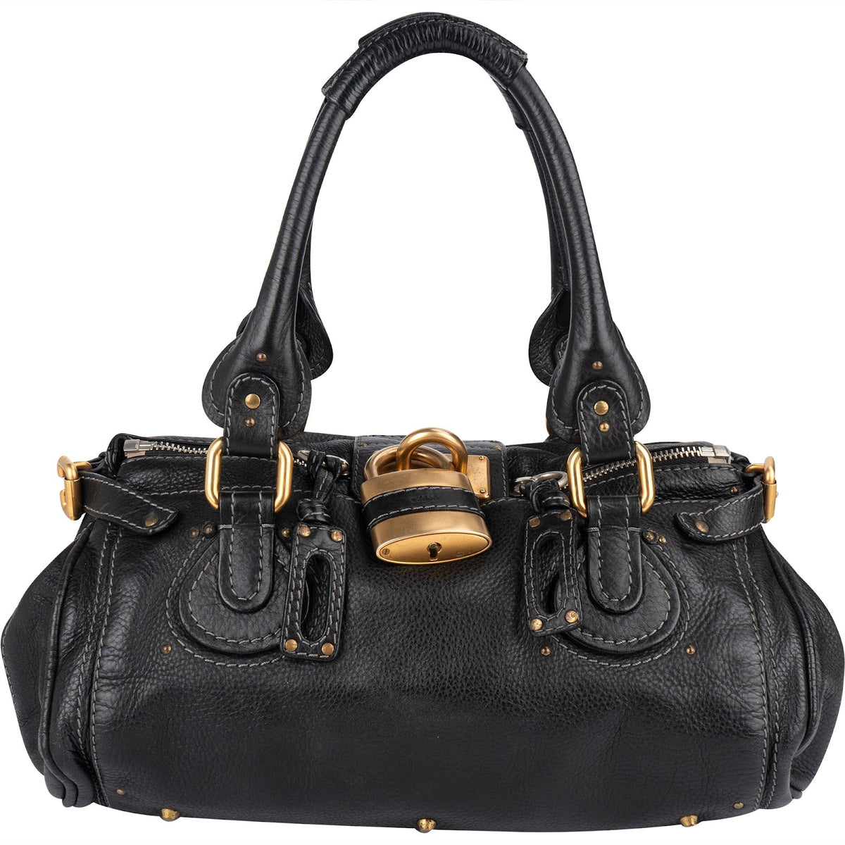 Chloé Pebbled Paddington Satchel aus Leder – Vorderansicht