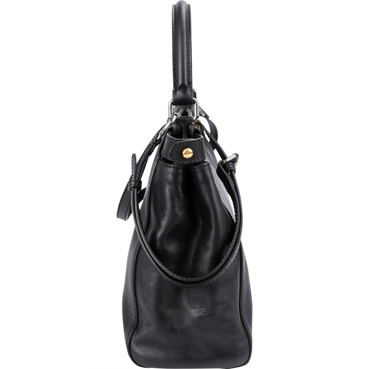 Fendi Black Leather Peekaboo Regular Handbag