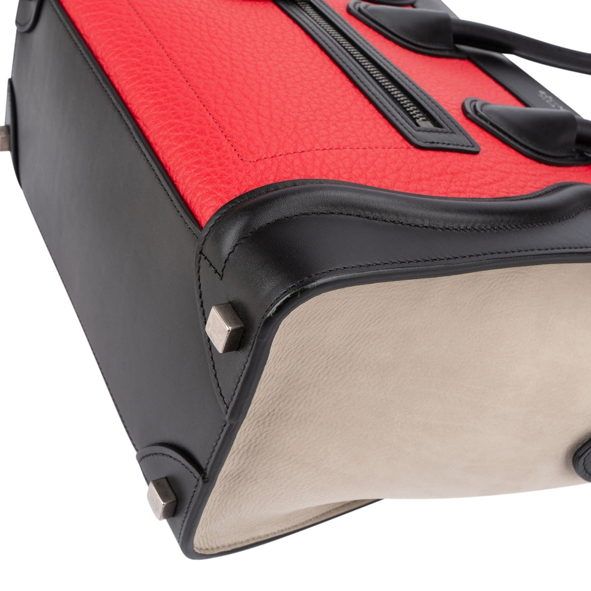 Borsa a mano Céline Luggage in pelle di vitello martellata e liscia e camoscio, tricolore