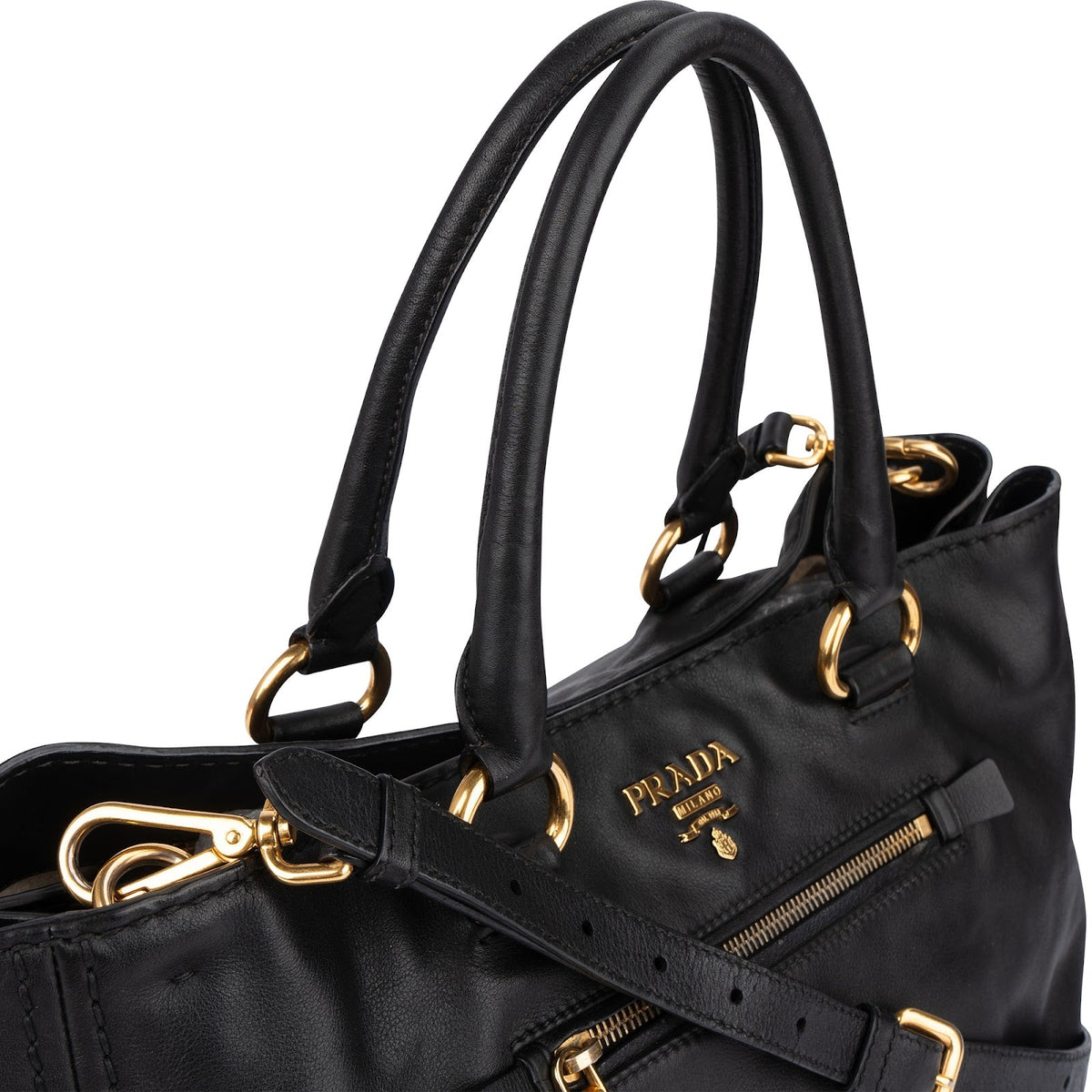 Prada Schwarz Nappa Leder Tote, Bild 2 von 11