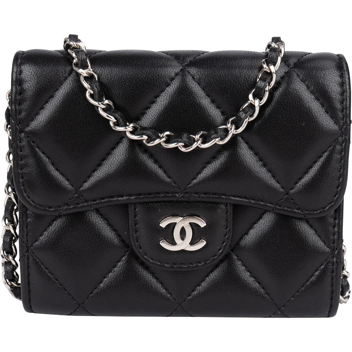 Chanel Quilted Lambskin CC Single Flap Wallet on Chain