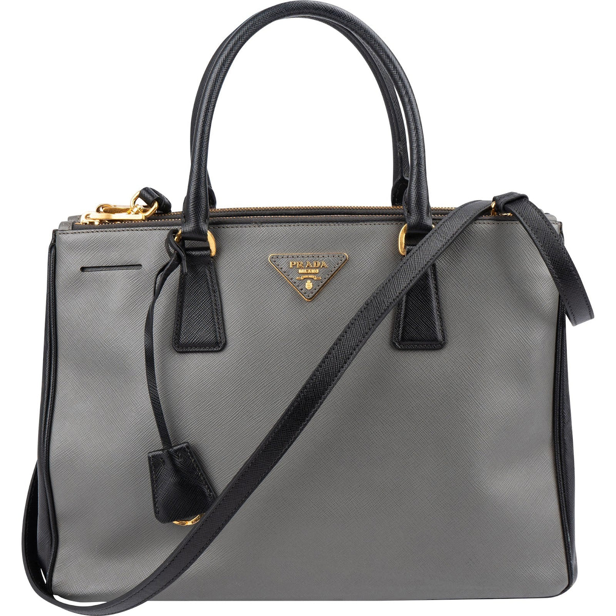 Prada Galleria aus zweifarbigem Saffiano-Leder – Vorderansicht