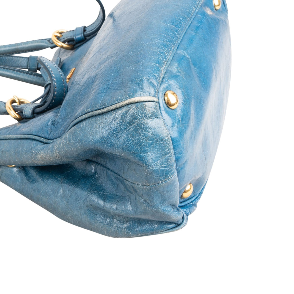 Miu Miu Blau Vitello Lux Small Front Bow Handtasche, Bild 8 von 12