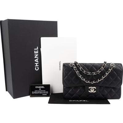 Chanel Quilted Caviar Leather Small Double Flap Shoulder Bag