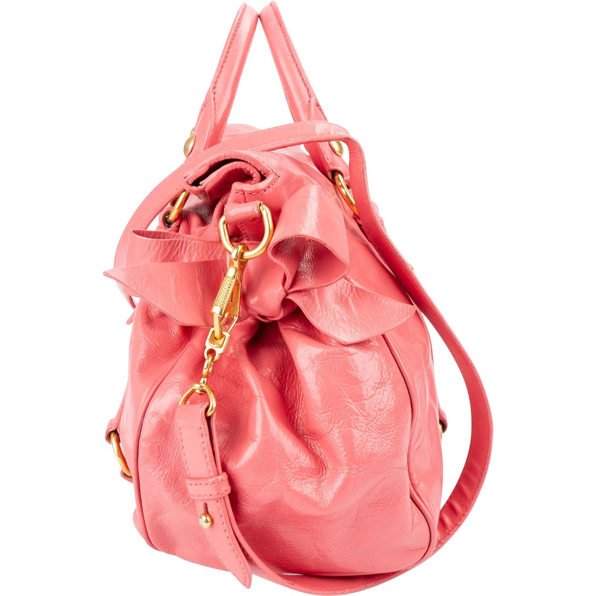 Borsa a mano Miu Miu Bow in pelle Vitello Lux rosa